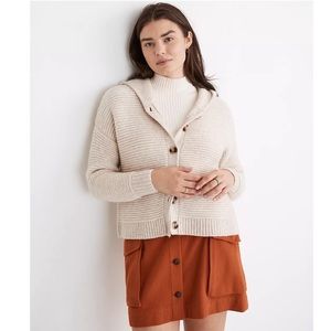 NWT MADEWELL Hooded Crop Cardigan Sweater in Coziest Yarn XS In Hthr Sand
